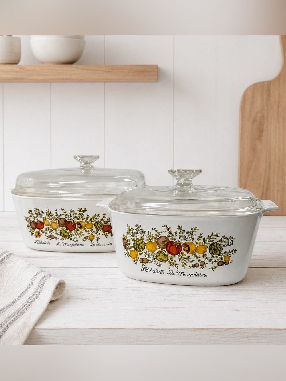 Vintage Corning Ware Spice of Life “L’Echalote La Marjolaine” Casserole Set  USA